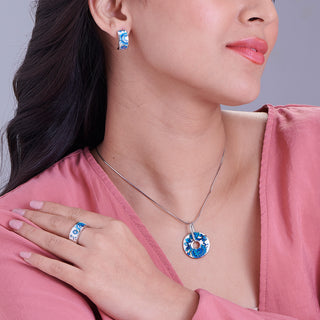 Nipura 925 Sterling Silver Colour Pop Blue Enamel Bali Earrings