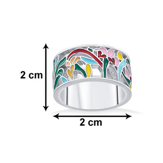Nipura 925 Sterling Silver Bouquet of Flowers Enamel Ring