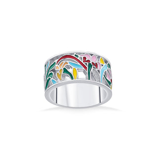 Nipura 925 Sterling Silver Bouquet of Flowers Enamel Ring