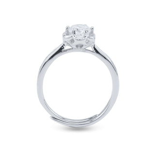Minimalist Zircon Princess 925 Sterling Silver Ring - Adjustable