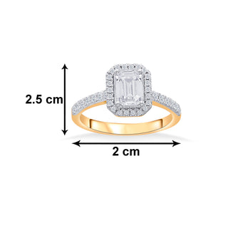 Classic Emerald Cut 925 Sterling Silver Halo Ring