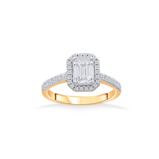 Classic Emerald Cut 925 Sterling Silver Halo Ring