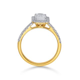 Classic Emerald Cut 925 Sterling Silver Halo Ring