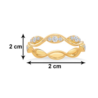 Golden Twisted Wave 925 Sterling Silver Ring
