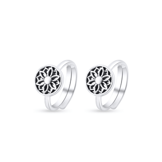 Floral Mandala 925 Sterling Silver Toe Rings