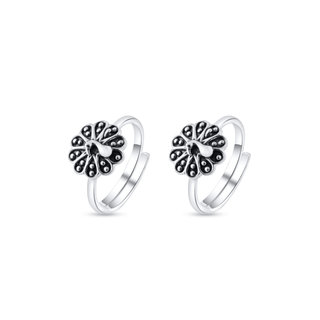 Dancing Peacock 925 Sterling Silver Toe Rings