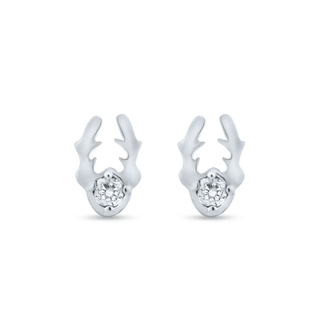 Little Reindeer Sparkle 925 Sterling Silver Stud Earrings for Kids