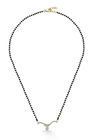 Nipura 925 Sterling Silver Golden Chavi Zircon Mangalsutra