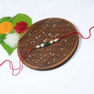 Oval Aventurine Real Pearl Rakhi