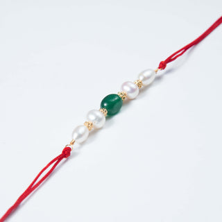 Oval Aventurine Real Pearl Rakhi
