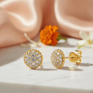 Gold Plated Silver Earrings: 18kt Cluster Designs on 925 Sterling Silver