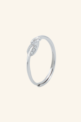 Nipura 925 Sterling Silver Minimalist Zircon Leaf Ring - Adjustable