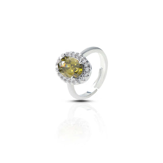 Forest Zircon Brass Halo Ring