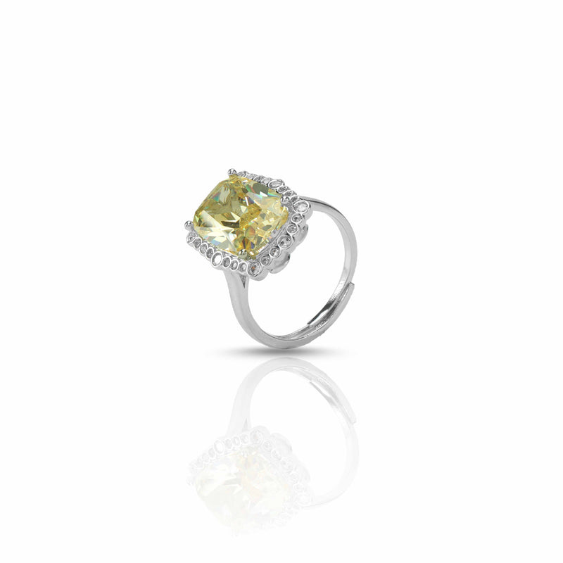 Citrine Zircon Brass Fairytale Ring