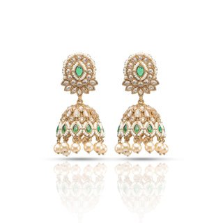 Emerald Bakul  Brass Jhumka Style Earrings