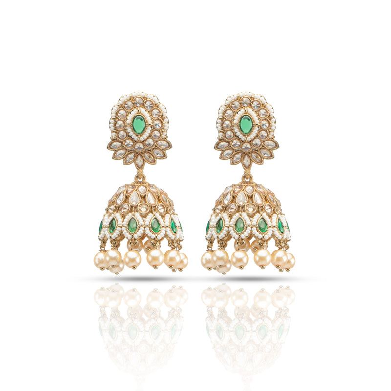 Emerald Bakul  Brass Jhumka Style Earrings