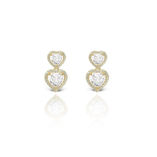 Golden Hearts Brass Drop Earrings