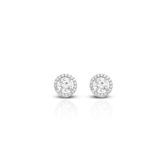 Classic Halo Brass Solitaire Earrings