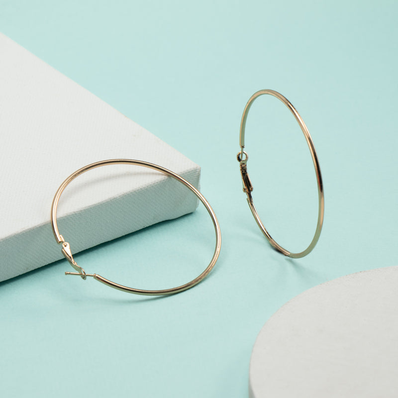 Golden Classic Brass Hoop Earrings