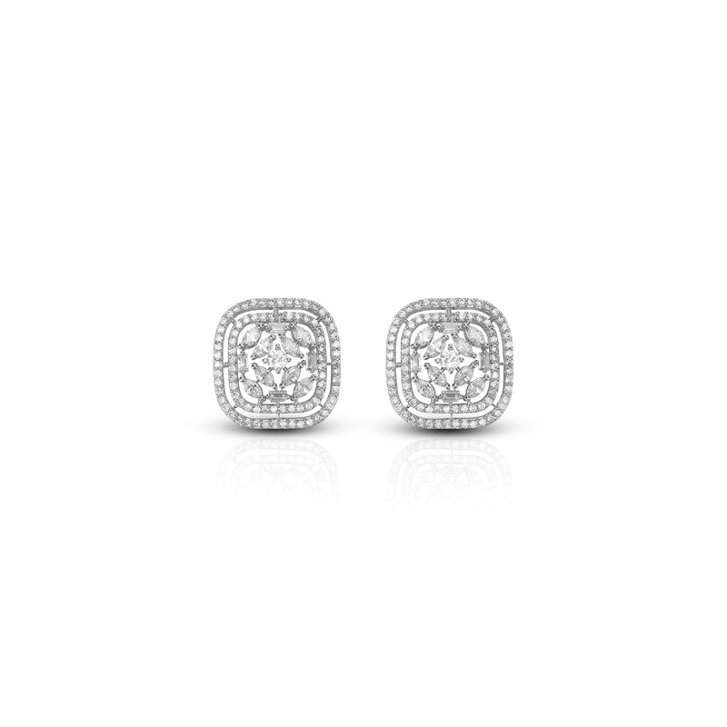 Zirconia Orb Grace Brass Earrings