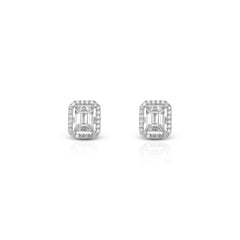 Classic Vintage Baguette Brass Zircon Earrings