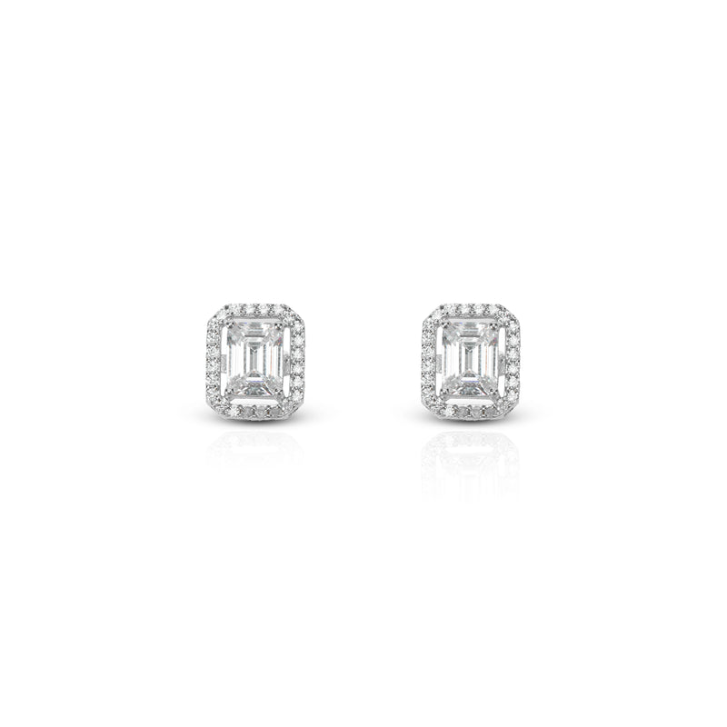 Classic Vintage Baguette Brass Zircon Earrings