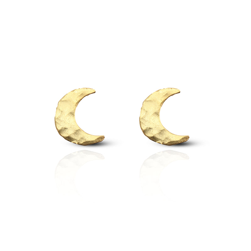 Golden Crescent Glow Brass Earrings