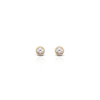 Golden Victoria Halo Cluster Brass Stud Earrings