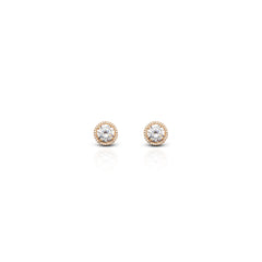 Golden Victoria Halo Cluster Brass Stud Earrings