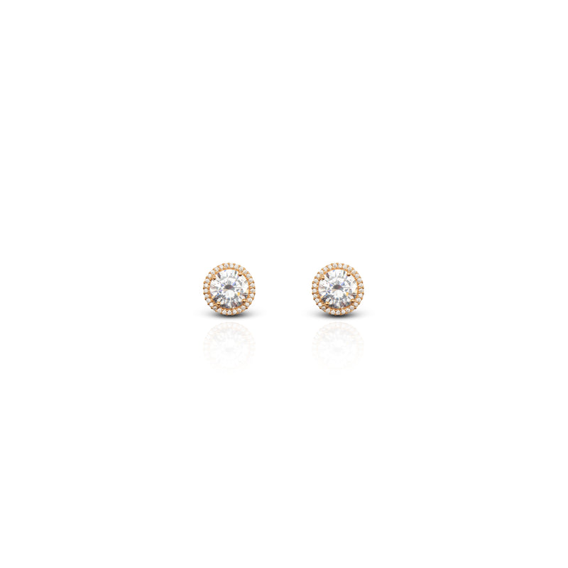 Golden Victoria Halo Cluster Brass Stud Earrings