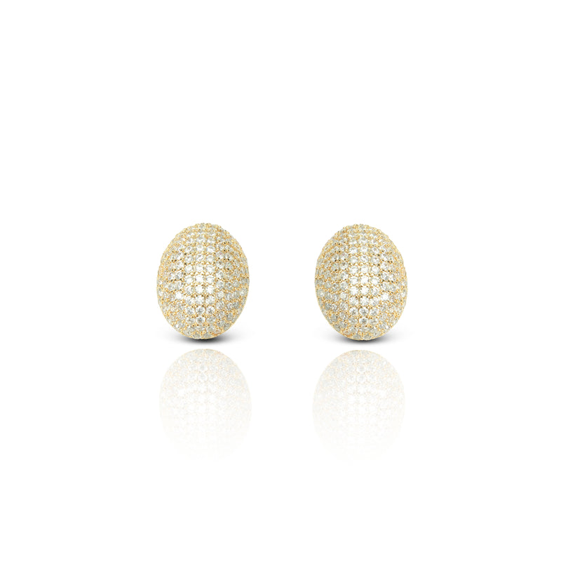 Golden Glory Brass Crystals Stud Earrings