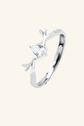 Nipura 925 Sterling Silver Minimalist Antler Ring - Adjustable