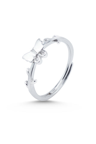 Nipura 925 Sterling Silver Minimalist Butterfly Ring - Adjustable