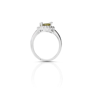 Forest Zircon Brass Halo Ring