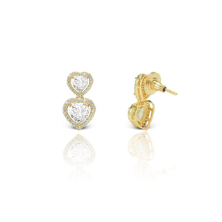 Golden Hearts Brass Drop Earrings