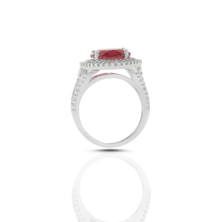 Red Siyara Brass Halo Ring