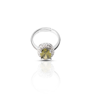 Forest Zircon Brass Halo Ring
