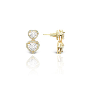 Golden Hearts Brass Drop Earrings
