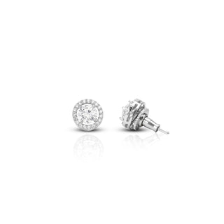 Classic Halo Brass Solitaire Earrings