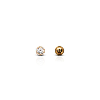 Golden Victoria Halo Cluster Brass Stud Earrings