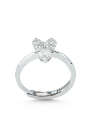 Nipura 925 Sterling Silver Minimalist Minnie Bow Ring - Adjustable