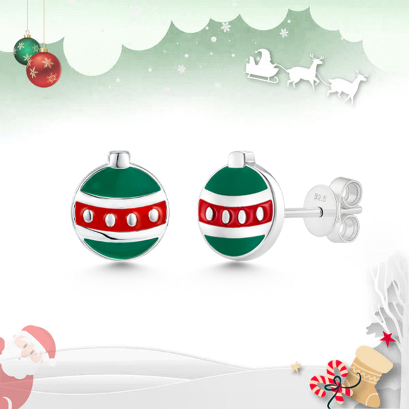 Christmas Ornament Sterling Silver Stud Earrings