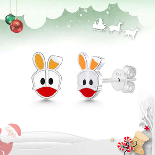 Ducky Face Enamel Stud Earrings – Sterling Silver