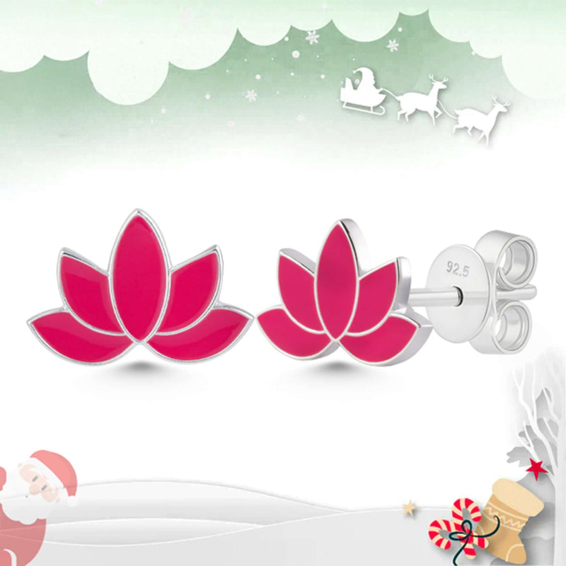 Bloom Bright – Pink Lotus Sterling Silver Stud Earrings