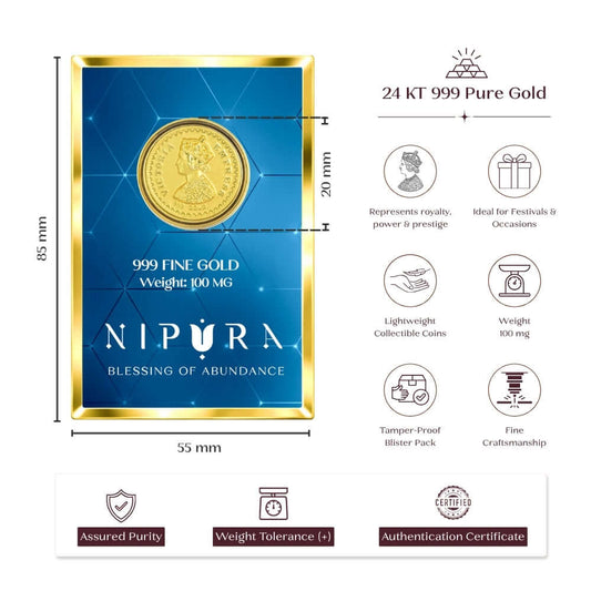 24KT Pure Gold Queen Victoria - Premium Gift ,100 Mg Ultra Thin