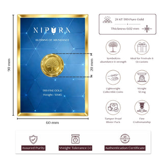 24KT 999 Pure Gold Gift Coin – Tree of Life | 50mg | Nipura