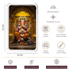 10g Lord Ganesha – Divine Elegance Silver Bar (Acrylic Painted) 999 Purity