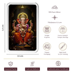 10g Lord Vinayaka – Divine Elegance 999 Purity Silver Bar (Acrylic Painted)