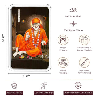 10g Shirdi Sai 999 Silver Purity Acrylic Painted Bar