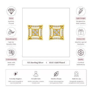 Square Cube 18kt Gold-Plated 925 Sterling Silver Stud Earrings